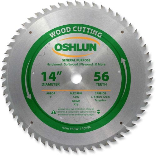 Oshlun SBW-140056 14-Inch 56 Tooth ATB General Purpose Saw Blade with 1-Inch Arbor - Image 3