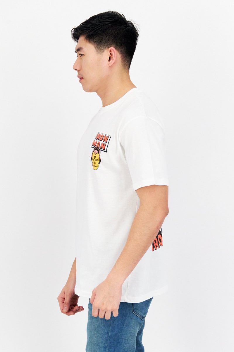 MARVEL Men Crew Neck Short Sleeve Printed T-Shirts, White Combo - Image 3