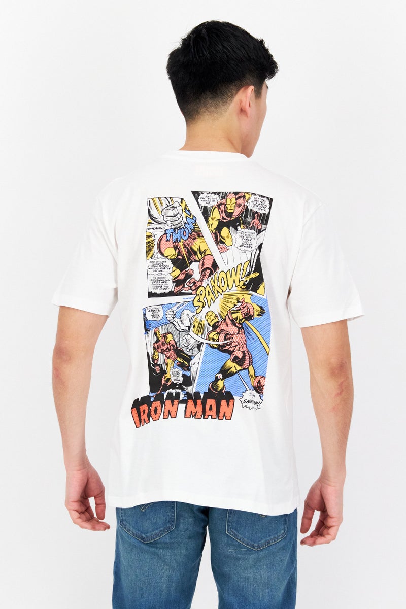 MARVEL Men Crew Neck Short Sleeve Printed T-Shirts, White Combo - Image 2