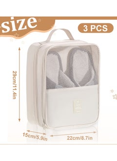 Excefore 3-Pack Waterproof Shoe Bags for Travel, Foldable Shoe Storage Pouch Organizer, Holds 3 Pairs of Shoes, Perfect for Daily Use, Beige  - Image 2