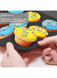 Generic Silicone Muffin Pans, Cupcake Pans 12 Cups Food Grade Silicone Baking Molds, Large Muffin Tin for Brownies, Cupcake, Pudding, Fat Bomb, Egg Muffin, 100% Non-Stick (Black, 2 Pack)  - Image 5