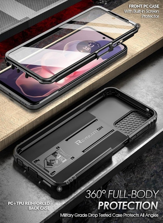 POETIC Poetic Revolution Case for Motorola Moto G Power 5G 2024 [Not Fit 2023 Version], [Slide Camera Cover], Full-Body Military Grade Shockproof Cover with Kickstand and Built-in-Screen Protector, Black  - Image 1