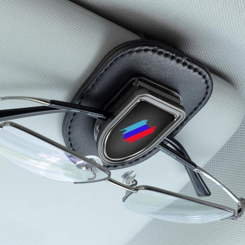 QOMAGO car Sunglass Holder Compatible with BMW 1 2 3 4 5 Series X1 X3 X5 X6 X7 Series M2 M3 M4 M5 M6 Series E90 E91alloy Leather Sun Glasses Eyeglass Hanger with car Logo car Accessories Interior - Image 3