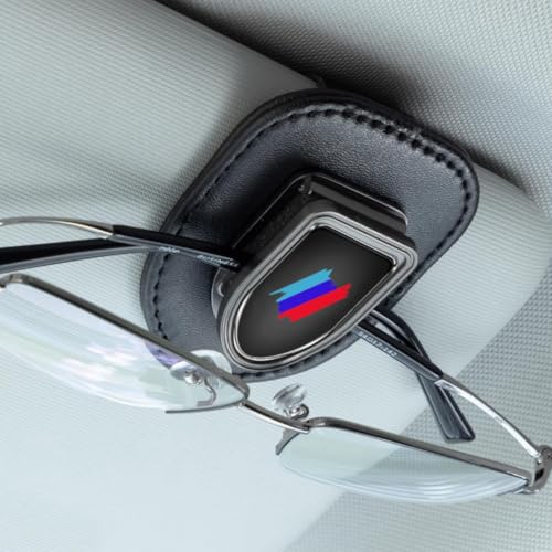 QOMAGO car Sunglass Holder Compatible with BMW 1 2 3 4 5 Series X1 X3 X5 X6 X7 Series M2 M3 M4 M5 M6 Series E90 E91alloy Leather Sun Glasses Eyeglass Hanger with car Logo car Accessories Interior - Image 1