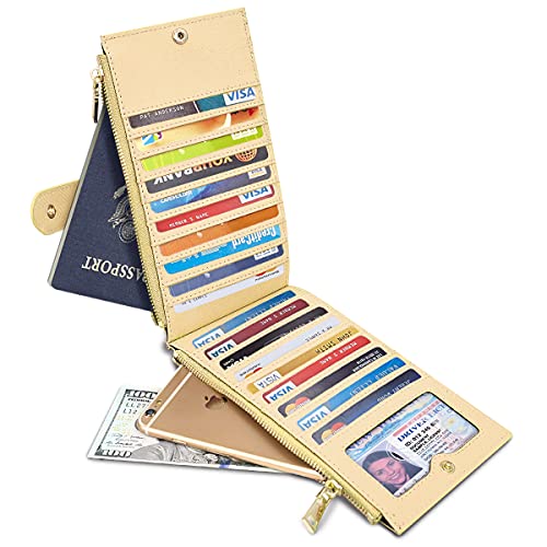 Coco Rossi Womens RFID Blocking Glitter Leather Multi Card Organizer Bifold Black Wallet with Zipper Pocket, Champagne Gold Glitter - Image 3