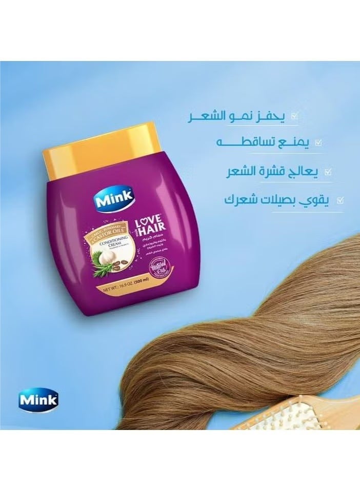 منك حمام كريم لترطيب الشعر بخلاصة الثوم، الروزماري، وزيت الخروع - تغذية عميقة وتحكم في التساقط - 800 مل - Image 3