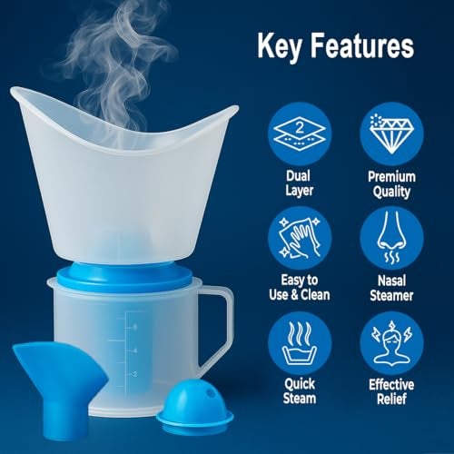 Dr.Odin Dr. Odin OSV 102 DL Dual Layer Steamer Vaporizer for Cold, Cough, Face Steam, Steam Inhaler and Steamer Helps in Breathing Disorders and Face Humidifier (White & Blue) - Image 4
