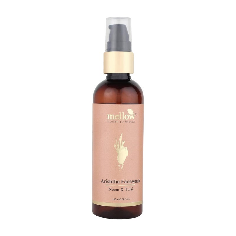 Mellow Herbals Ayurvedic Arishtha Facewash with Neem Aloe Vera Tulsi AntiAcne Oil Control Face Cleanser Deep Cleansing Hydrating Healing Formula SulphateFree Ayush Certified 100ml - Image 1