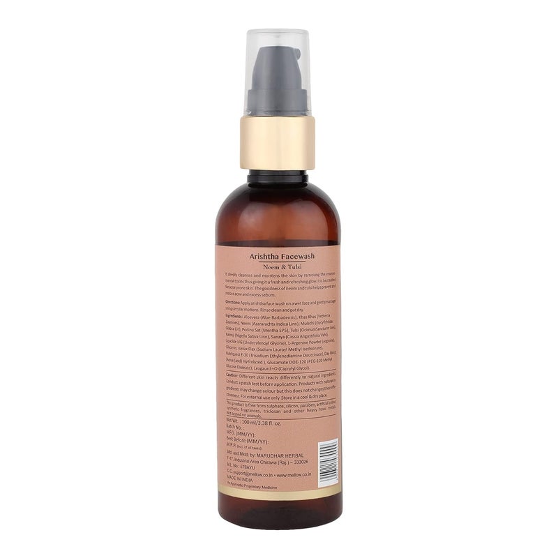 Mellow Herbals Ayurvedic Arishtha Facewash with Neem Aloe Vera Tulsi AntiAcne Oil Control Face Cleanser Deep Cleansing Hydrating Healing Formula SulphateFree Ayush Certified 100ml - Image 2