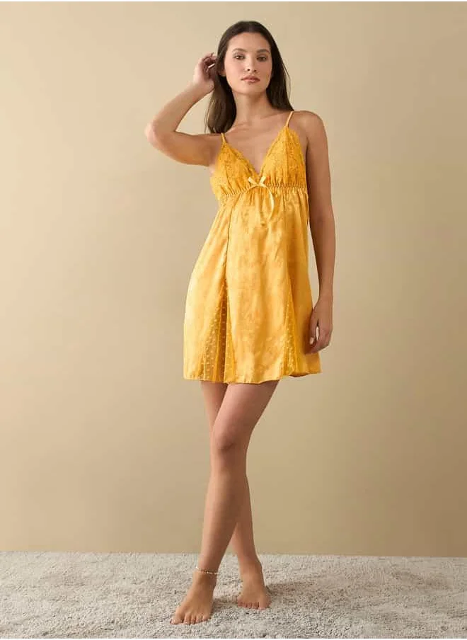 FAV Lace Textured Slip Dress with Adjustable Straps
