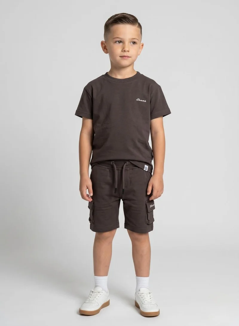 بيبي كلو Boys Dark Brown Cargo Shorts Set