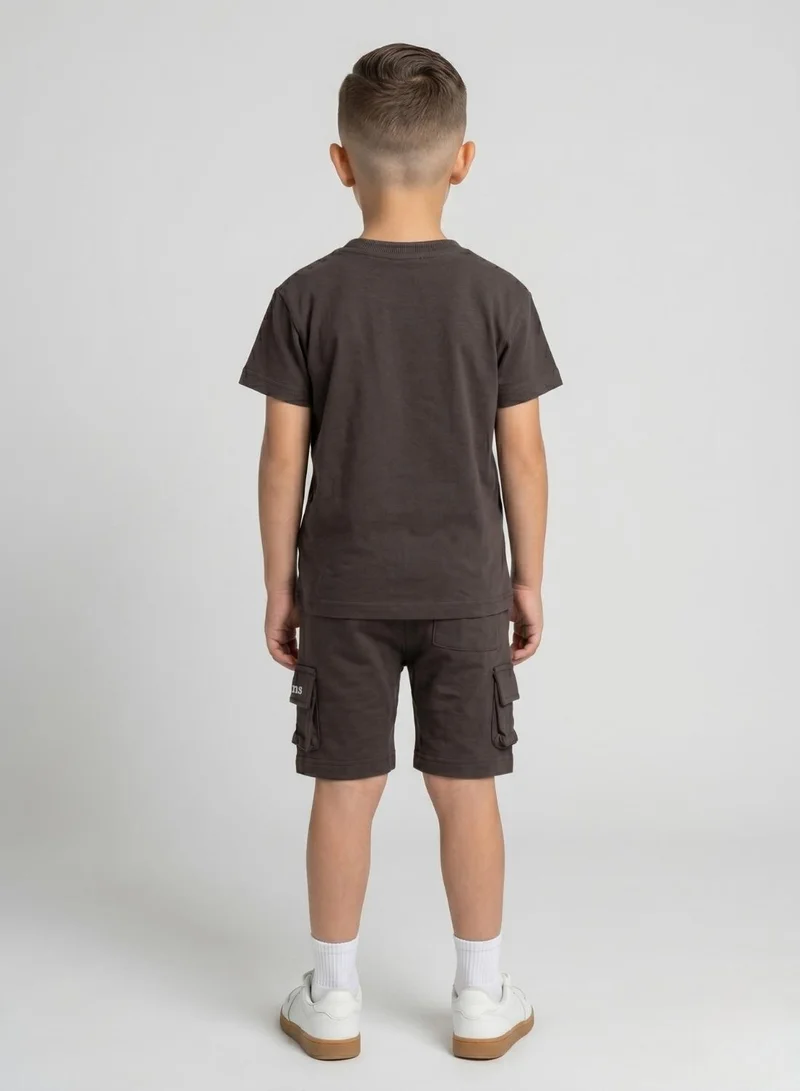 بيبي كلو Boys Dark Brown Cargo Shorts Set