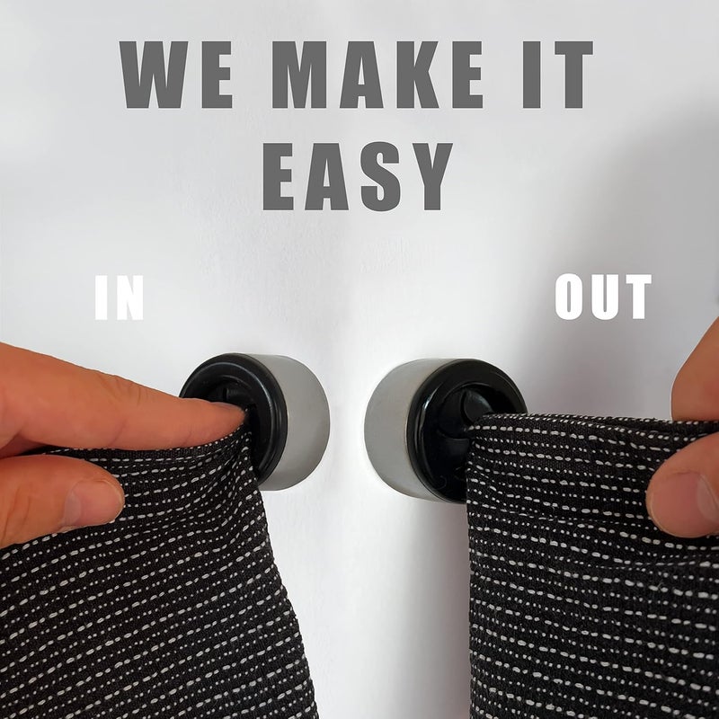 hometastic Set of 4 Premium Towel Holders for Bathroom, Kitchen and Household - Stainless Steel Tea Towel Holder - Towel Hook Round - Self-Adhesive - No Drilling (Black) - Image 2