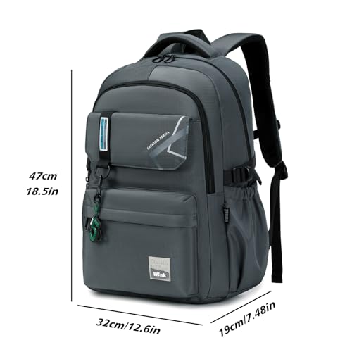 ZHIERNA School Backpack for Boys Middle School Elementary Bookbags for Teens Boys, Waterproof Lightweight Casual Daypack(Dark Gray) - Image 2