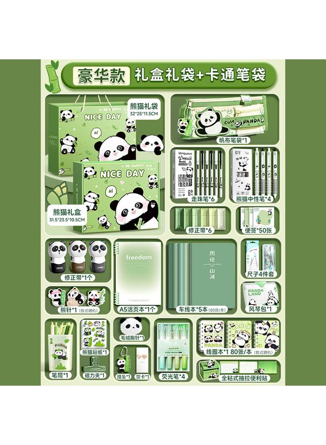 Bluejw Primary School Girls Girls Panda Birthday Gift Stationery Suit Gift Box School Supplies School Opening Gift Bag Hand Account - Image 1
