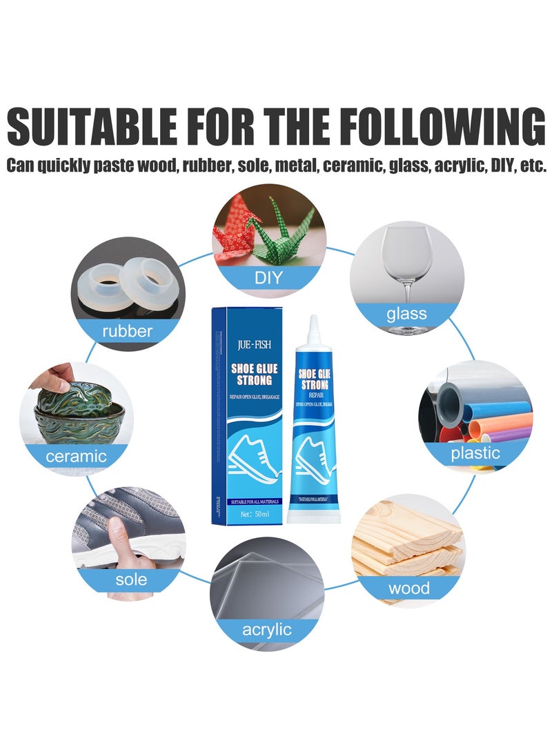 JUE-FISH - Shoe Glue Strong，Repair Open Glue，Breakage，Professional Sandals Fix Glue For Grade Low Odor Quick Dry Low-Temperature Resistant（50ml） - Image 1
