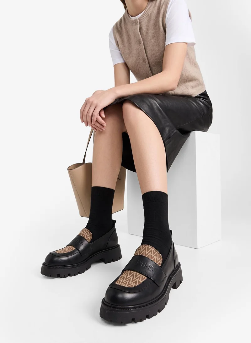 Valentino By Mario Valentino 550M-BLACK/MULTI Bow detail close toe Mocassin for Women | Best Price UAE