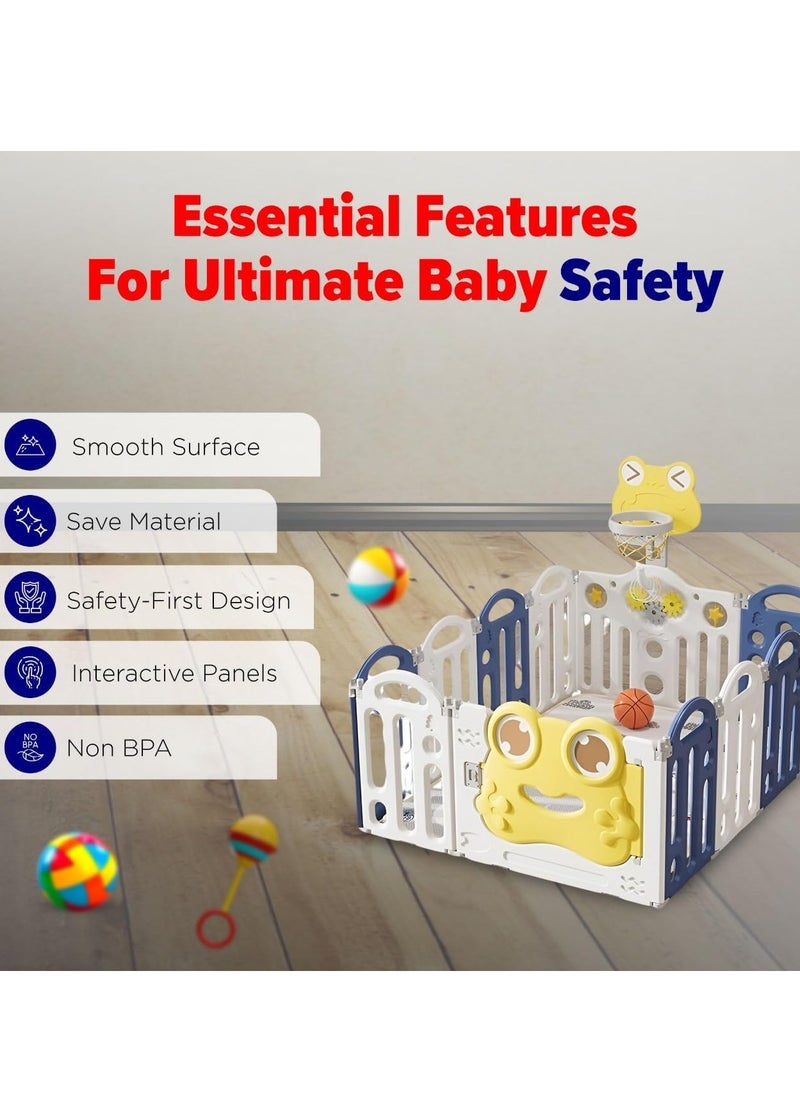 Piccasio - Baby Playpen, Foldable Toddler Play Yard with Gate and Game Board, Safe Infant Activity Center, Sturdy Play Area, Expandable Playpen, Play Fence & Play Barrier for Kids - Image 1