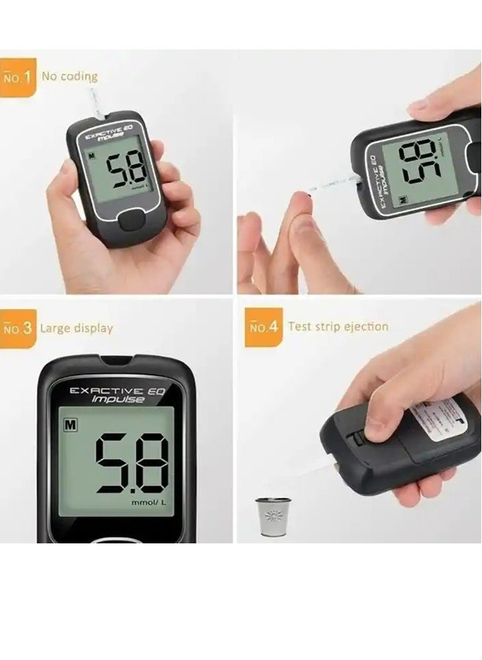 Safe Exrctive EQ Simple Blood Glucose Monitoring System With 50 Test Strips And Lancets