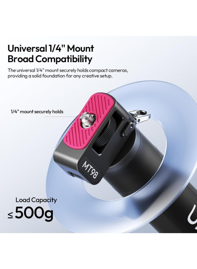 ULANZI MT98 2-in-1 Selfie Stick & Tripod for Action Camera, 1/4'' Mount & Adjustable 180°, 5 Section Extended to 57cm, Load Capacity ≤ 500g, Compatible for Insta360 X6/X5/X4/X3/ONE X2/GO 3s/DJI Osmo 360 - Image 2