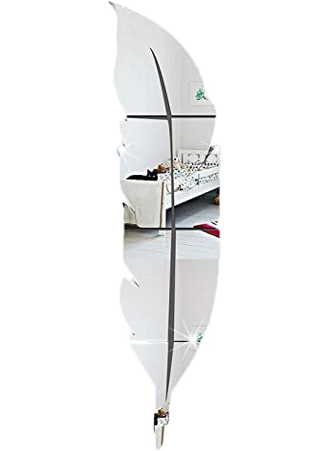 HALAMODO Acrlyic Mirror Sticker Removable Feather Shape Wall Sticker - Image 1