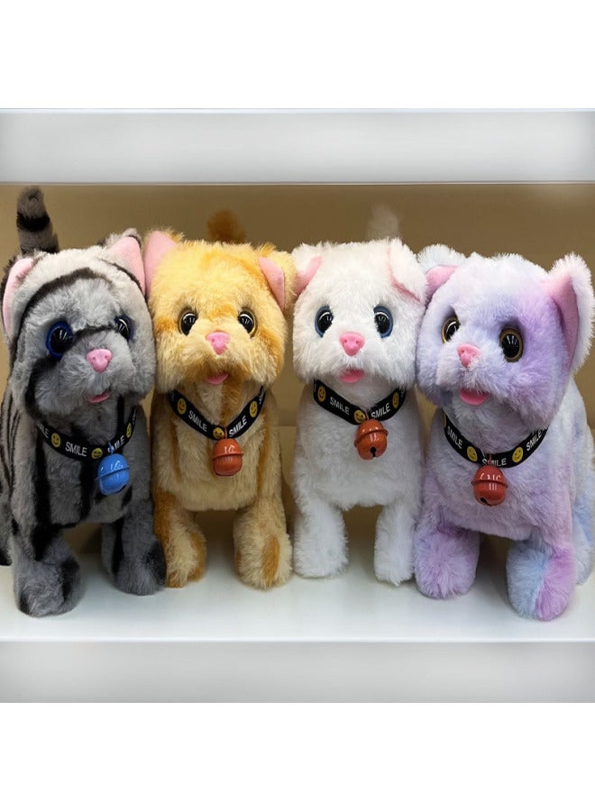 Electric Simulation Plush Cat Doll Children's Toys Stall Electronic Pet Cat Educational Toys-Color:Gray Smudged Cat  - Image 2
