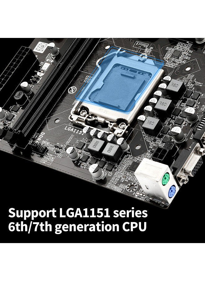 Generic - B250 BTC-12P Motherboard with 2 DDR4 Memory Slots 11 PCI-E 1X Slots VGA+DVI Ports Support LGA1151 Series 6th/7th Generation CPU - Image 1
