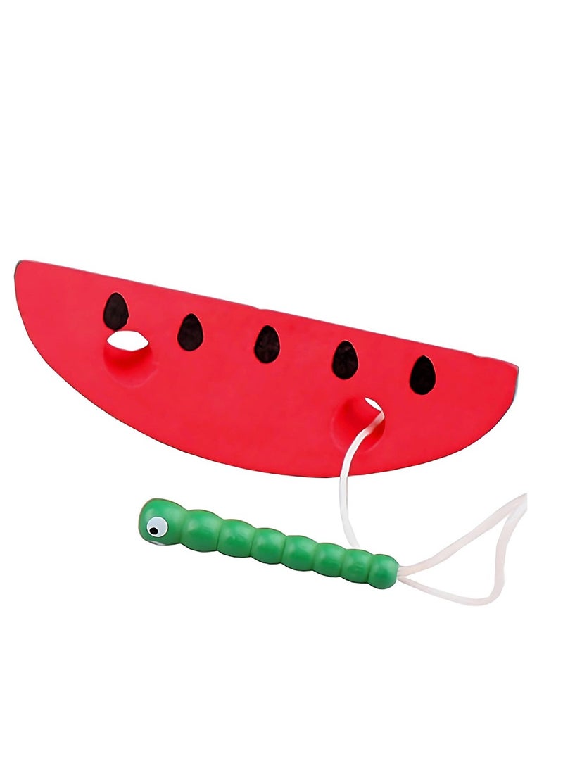 Made2Motivate Wooden Apple Lacing Fruits Threading Game Puzzle Kids Toys, Wooden Fruits Toys with Caterpillar Lace Learning Educational Baby Toys Block Puzzle for Kids Boys Girls - Image 4
