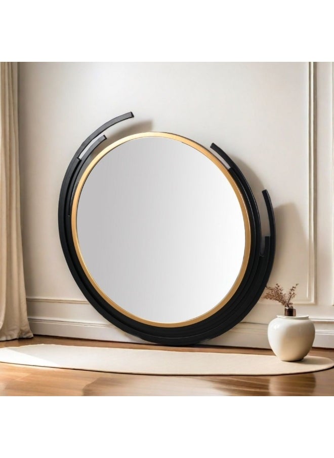 DANUBE HOME Mirage Metal Mirror Sleek And Modern Design Perfect For Home Office Decor Adds A Touch Of Elegance And Sophistication To Any Room Black/Gold 100X4X100Cm 