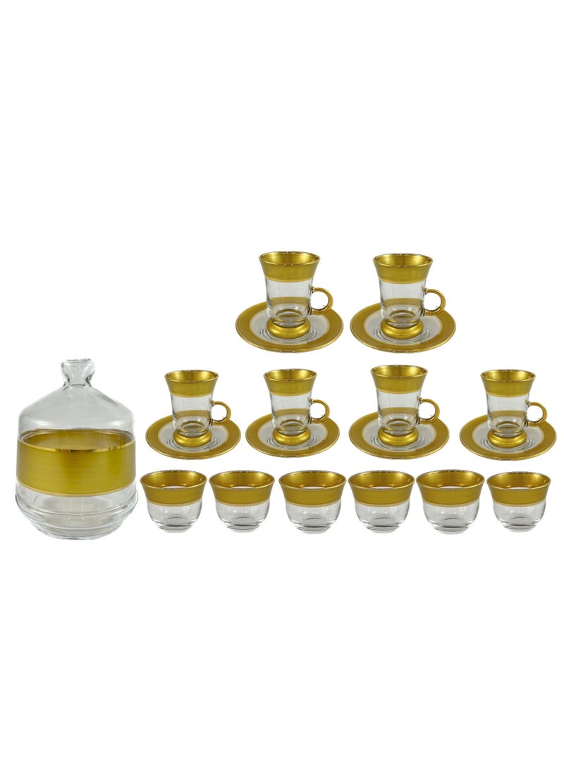 Home Maker 20-Piece Glass Tea Set – Premium Quality Tea Glasses, Coffee Cups, Saucers, and Sugar Bowl – Elegant Design for Tea and Coffee Moments  - Image 1