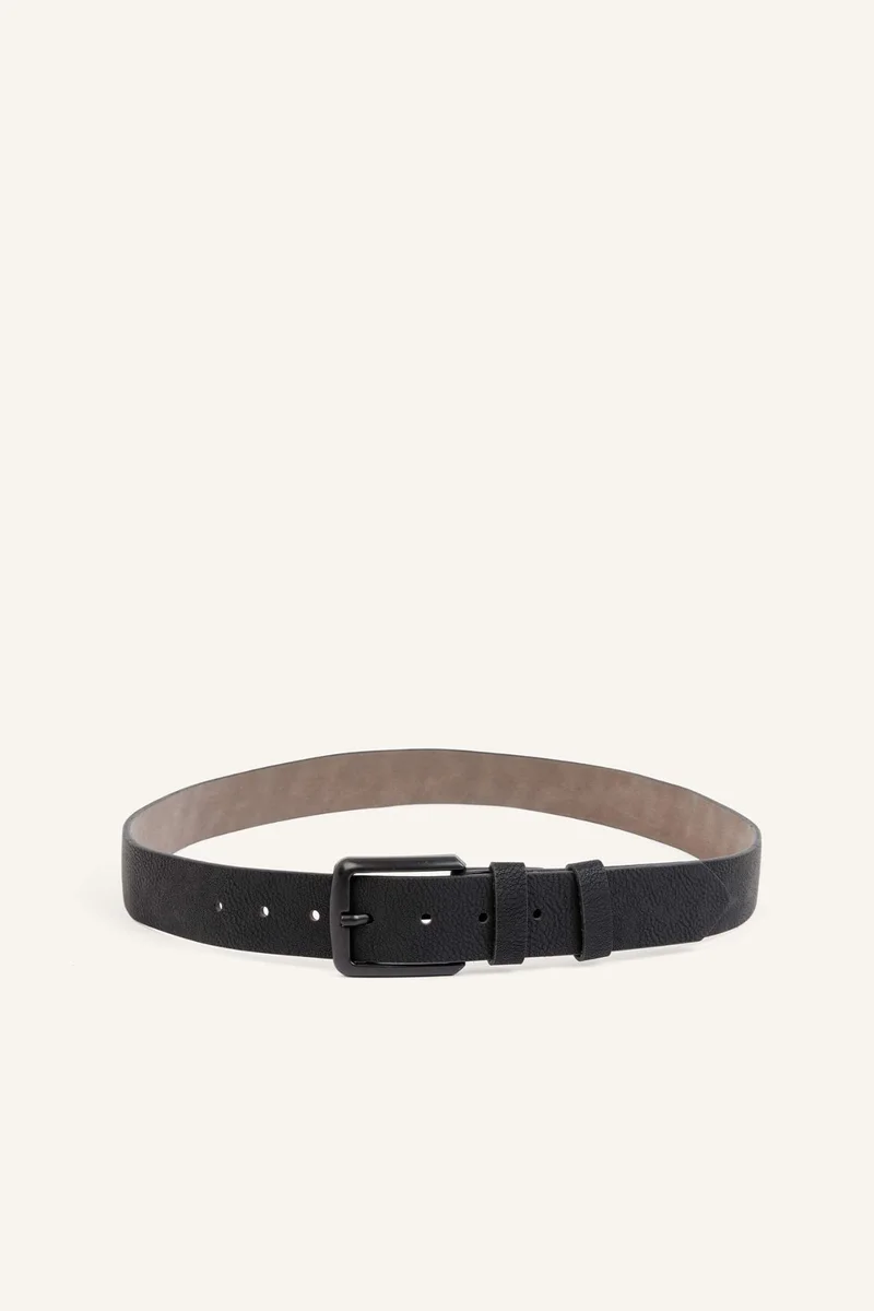 Man Rectangle Clasp Faux Leather Classic Belt