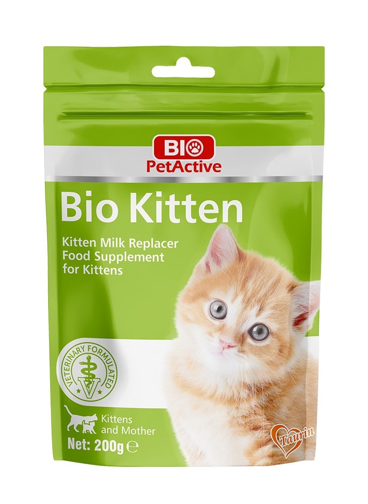 Bio PetActive Cat Kitten Milk Replacement - 200g - Enriched with Taurine for Healthy Growth 