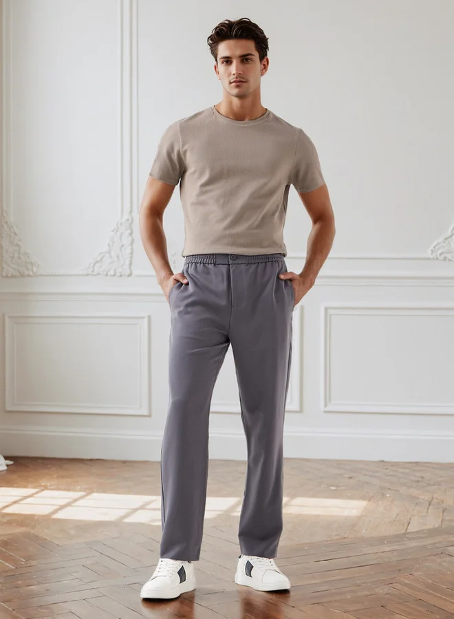 Iconic Iconic Men's Regular Fit Crew Neck Short Sleeves Textured T-shirt