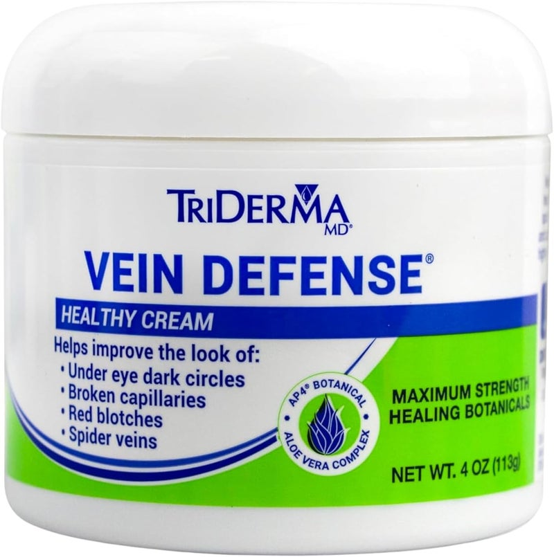 TriDerma كريم تريدرما للدفاع عن الأوردة الصحي - 4 أونصات للأوردة العنكبوتية، والشعيرات الدموية المكسورة، والهالات السوداء - Image 1