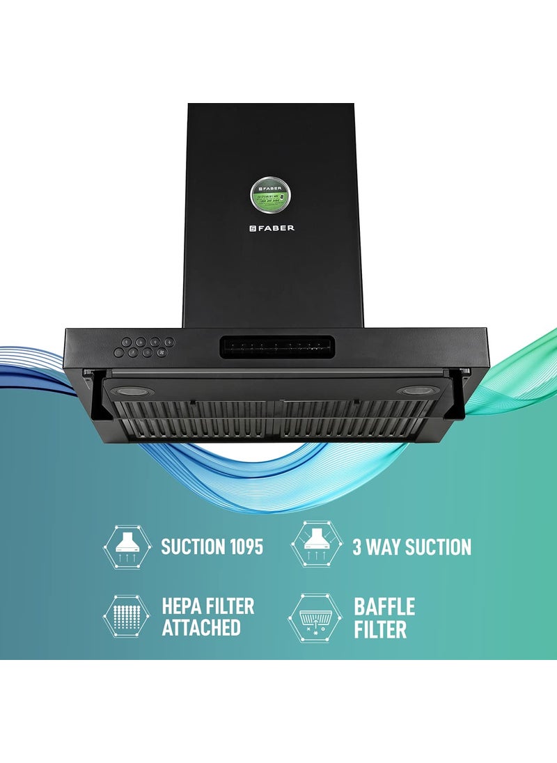 Faber Faber 3 way suction chimney with Air purifier Fan90 cm1095 mhr HOOD 3N1 AEROST SPARK PRO 3D BK FT 90Baffle FilterBlack  - Image 3