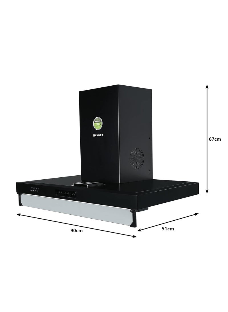 Faber Faber 3 way suction chimney with Air purifier Fan90 cm1095 mhr HOOD 3N1 AEROST SPARK PRO 3D BK FT 90Baffle FilterBlack  - Image 2
