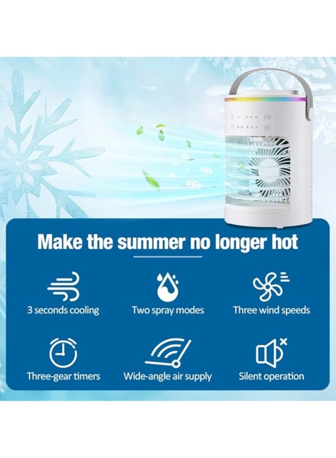 general Portable Mini Evaporative Cooler with 7 Colors LED Light - 2/4/8 H Timer, 3 Wind Speeds, 2 Spray Modes - Personal Cooling for Desk, Nightstand, Office, and More - Image 2