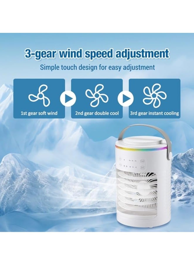 general Portable Mini Evaporative Cooler with 7 Colors LED Light - 2/4/8 H Timer, 3 Wind Speeds, 2 Spray Modes - Personal Cooling for Desk, Nightstand, Office, and More - Image 3
