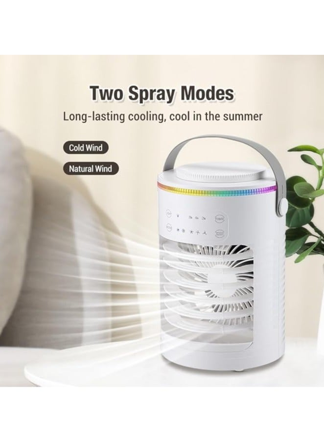 general Portable Mini Evaporative Cooler with 7 Colors LED Light - 2/4/8 H Timer, 3 Wind Speeds, 2 Spray Modes - Personal Cooling for Desk, Nightstand, Office, and More - Image 4