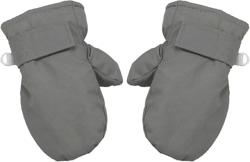 Gray Winter Gloves For Babies With Fleece Lining Warm Mittens Gift For Boys And Girls - Image 1