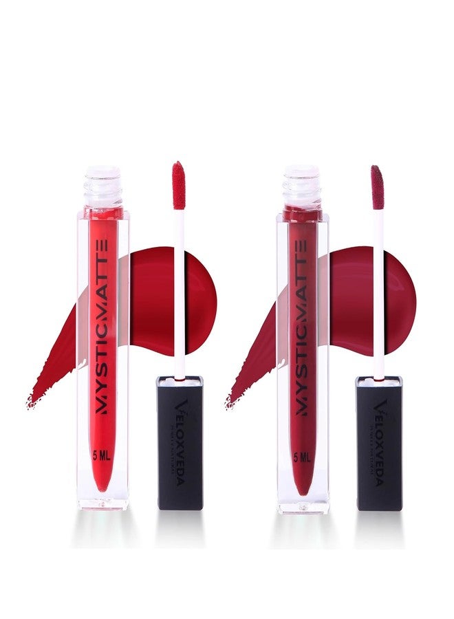 Veloxveda Mystic Matte Liquid Lipstick Combo - Pack of 2 (Blood Lust-08 & Hot Red-09), 5ml Each | Long Lasting, Smudge-Proof & Highly Pigmented Red Shades - Image 1