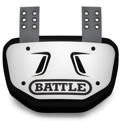 Battle Sports Chrome Football Back Plate – Hard Shell Lower Back Protector with Contoured Foam for High-Impact Protection - Adult, Silver/Black Chrome - Image 1