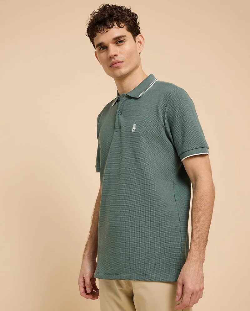 R&B Logo Embroidered Polo T-Shirt with Short Sleeves