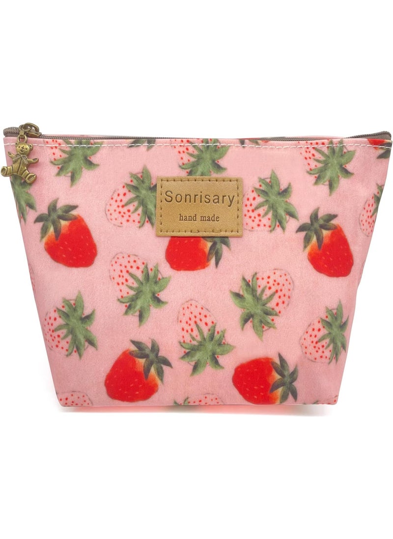 HUNGER Pink Strawberry Print Make-Up Cosmetic Bag Carry Case, 14 Patterns (P1141707) 