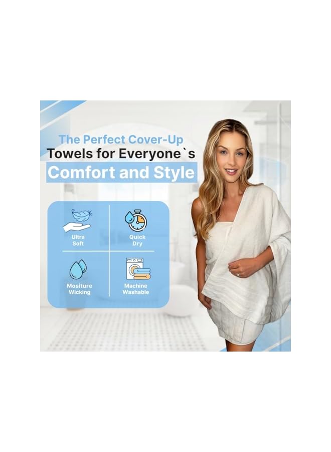 The Bros Premium Cotton Bath Towels Set of 2 (70 x 140 cm) Soft, Highly Absorbent, Quick Dry Towels - Perfect Towels for Bathroom, Gym, Spa & Hotel (Brilliant White) - Image 4