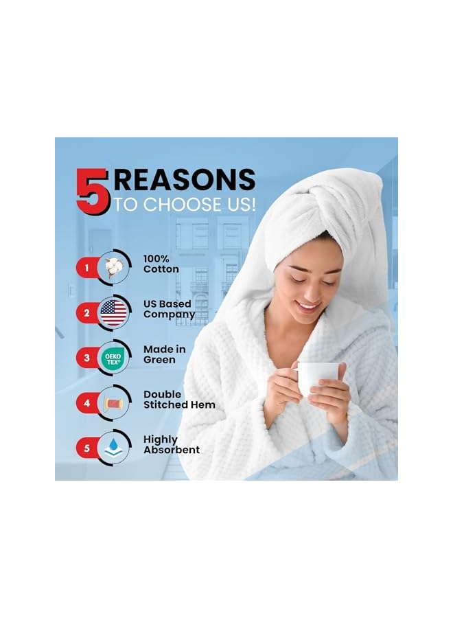 The Bros Premium Cotton Bath Towels Set of 2 (70 x 140 cm) Soft, Highly Absorbent, Quick Dry Towels - Perfect Towels for Bathroom, Gym, Spa & Hotel (Brilliant White) - Image 2
