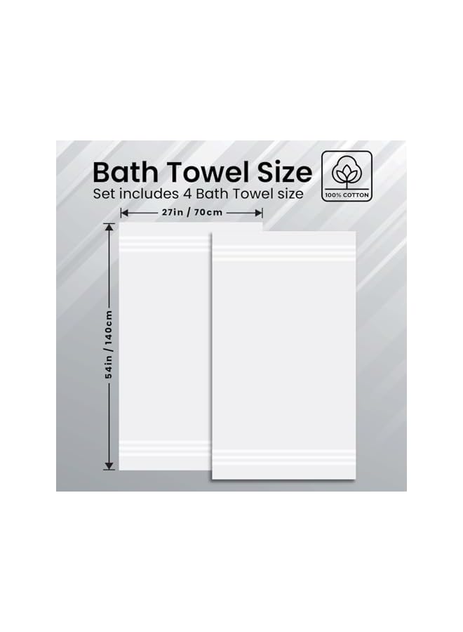 The Bros Premium Cotton Bath Towels Set of 2 (70 x 140 cm) Soft, Highly Absorbent, Quick Dry Towels - Perfect Towels for Bathroom, Gym, Spa & Hotel (Brilliant White) - Image 3
