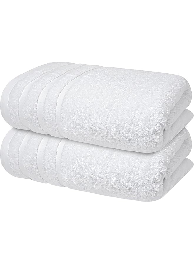 The Bros Premium Cotton Bath Towels Set of 2 (70 x 140 cm) Soft, Highly Absorbent, Quick Dry Towels - Perfect Towels for Bathroom, Gym, Spa & Hotel (Brilliant White) - Image 1