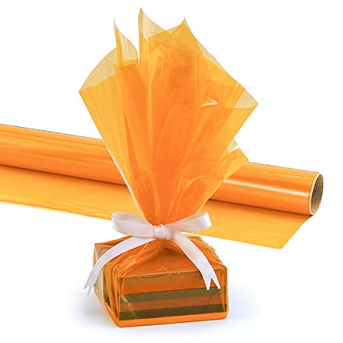 Hygloss Products Roll Cellophane Wrap for Crafts, Gifts, and Baskets 20 Inch x 12.5 Feet, Orange - Image 3