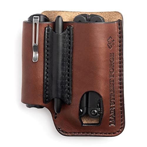Main Street Forge Made in USA Leather EDC Pouch | Leather Multitool Sheath/Holster for Men | Belt Clip/Pocket Organizer for Leatherman, Gerber & SOG Multitools | Knife/Multi Tool & Flashlight & Pen Holder - Image 1